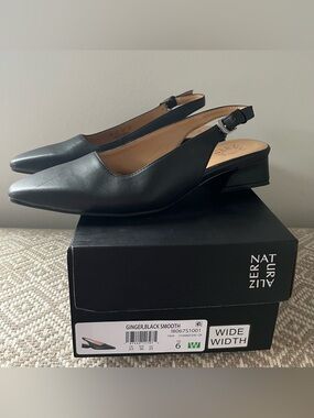Naturalizer Black Smooth Slingback Ginger new in box 6w